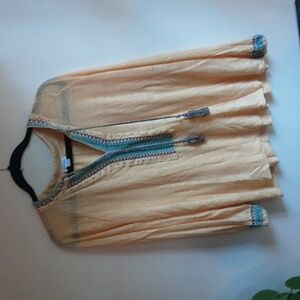 Sundance Yellow Peasant Top with Embroidered Accents